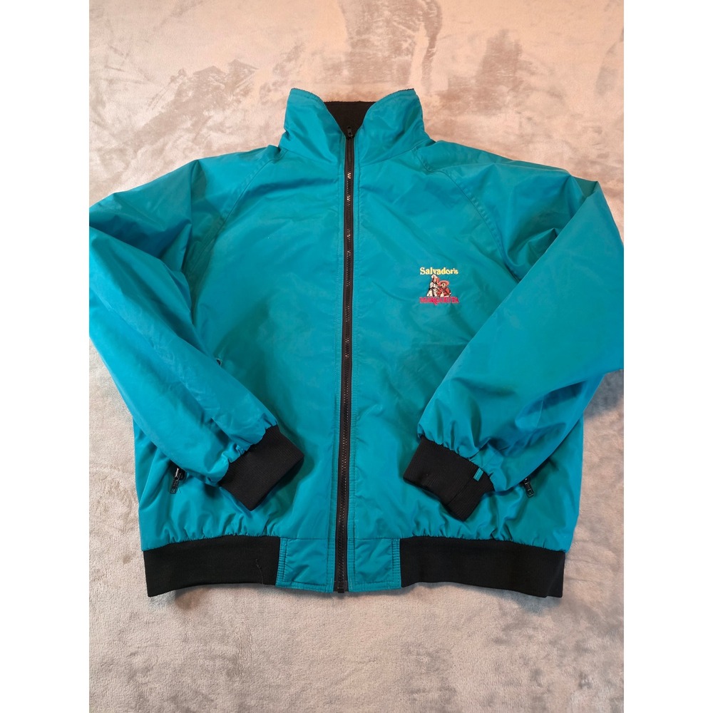 Pro Rainer Jacket Mens Large Teal Salvador's Margarita Fleece Lined Bomber
